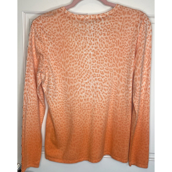 J. MCLAUGHLIN Women's Ombre Orange Leopard Sweater Size M Cotton Modal Blend - Picture 5 of 11